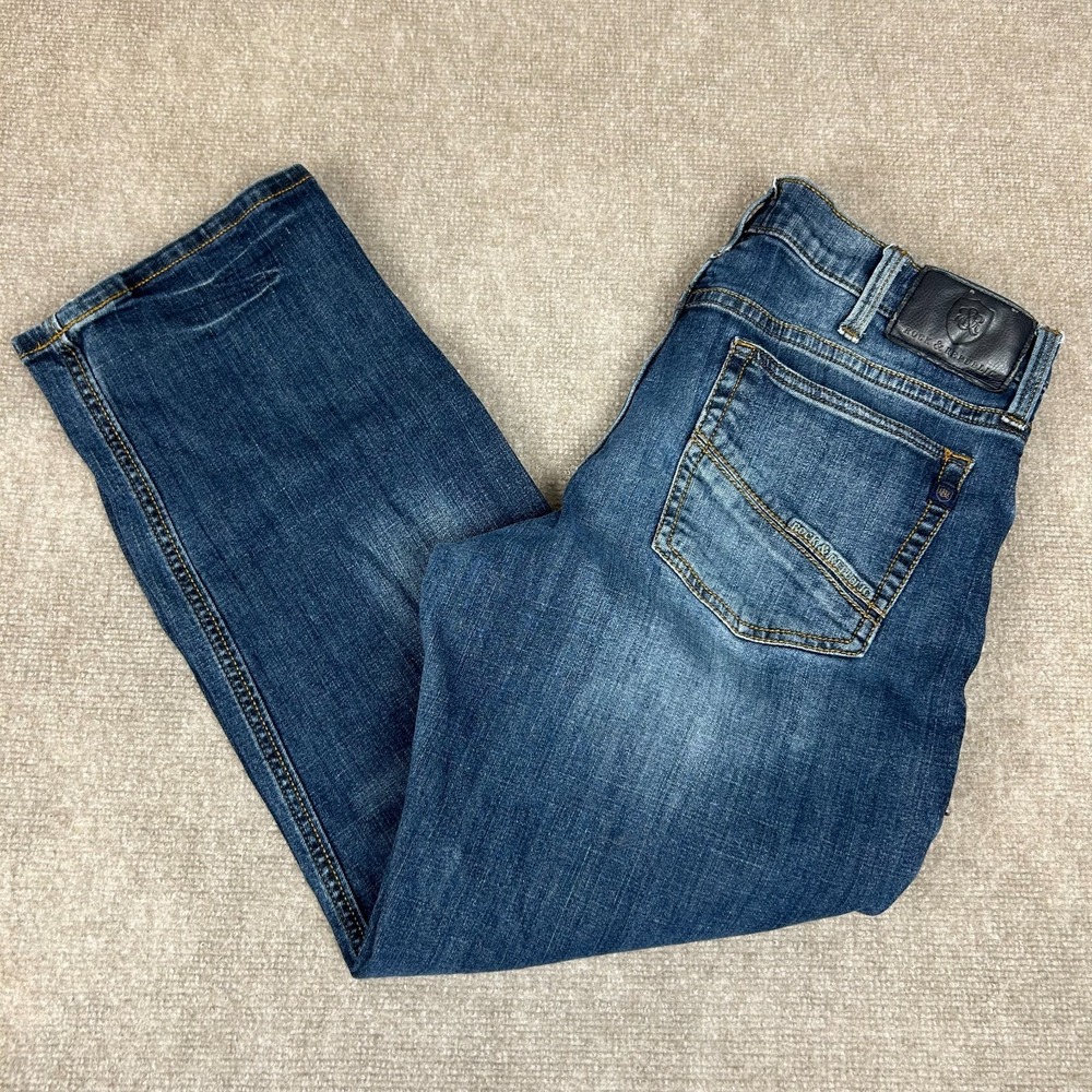 Rock & Republic Relaxed Straight Jeans Mens 36x30 Blue Denim Cotton Medium Wash